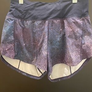 Lululemon Speed Up Short 4" in Polar Lights Blue Multi / True Navy